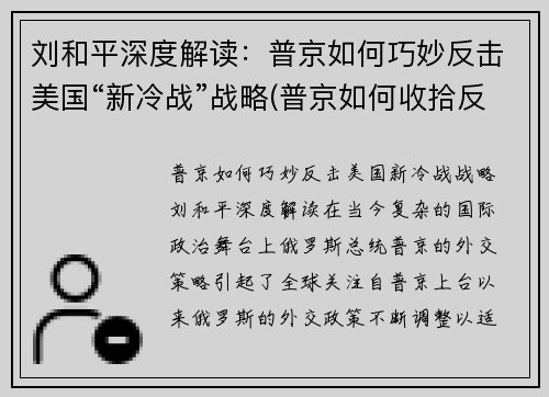 刘和平深度解读：普京如何巧妙反击美国“新冷战”战略(普京如何收拾反对派)